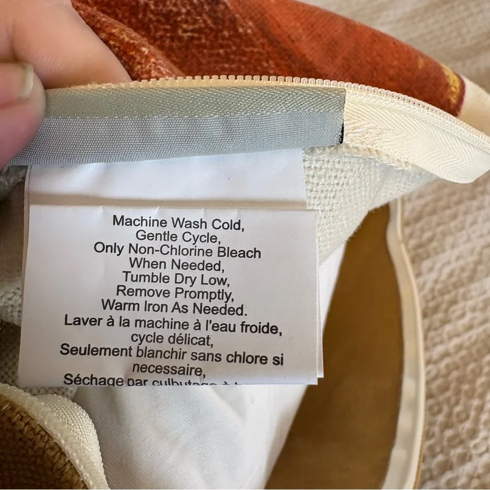 Pottery Barn Thanksgiving Autumn Harvest Pumpkin Throw Pillow 20x20 Square Linen